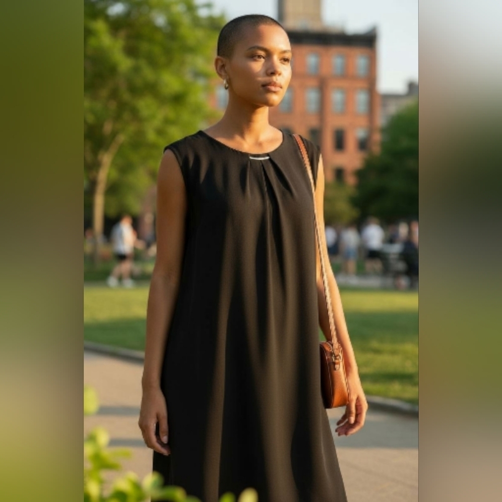Tahari Black Sleeveless Tunic